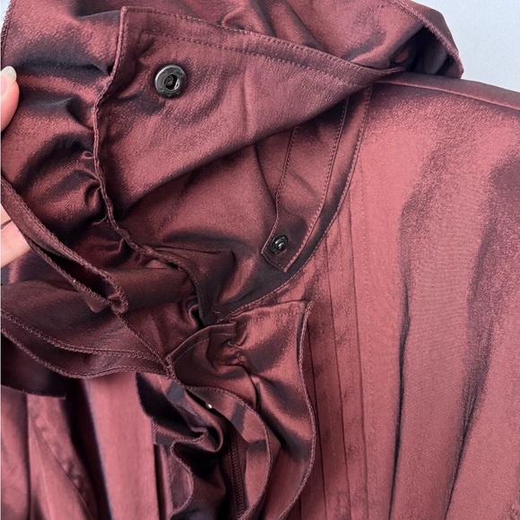 Dons Collection Ruffled Tafta Iridescent Burgundy Dress Jacket Victorian Regency - Picture 5 of 14